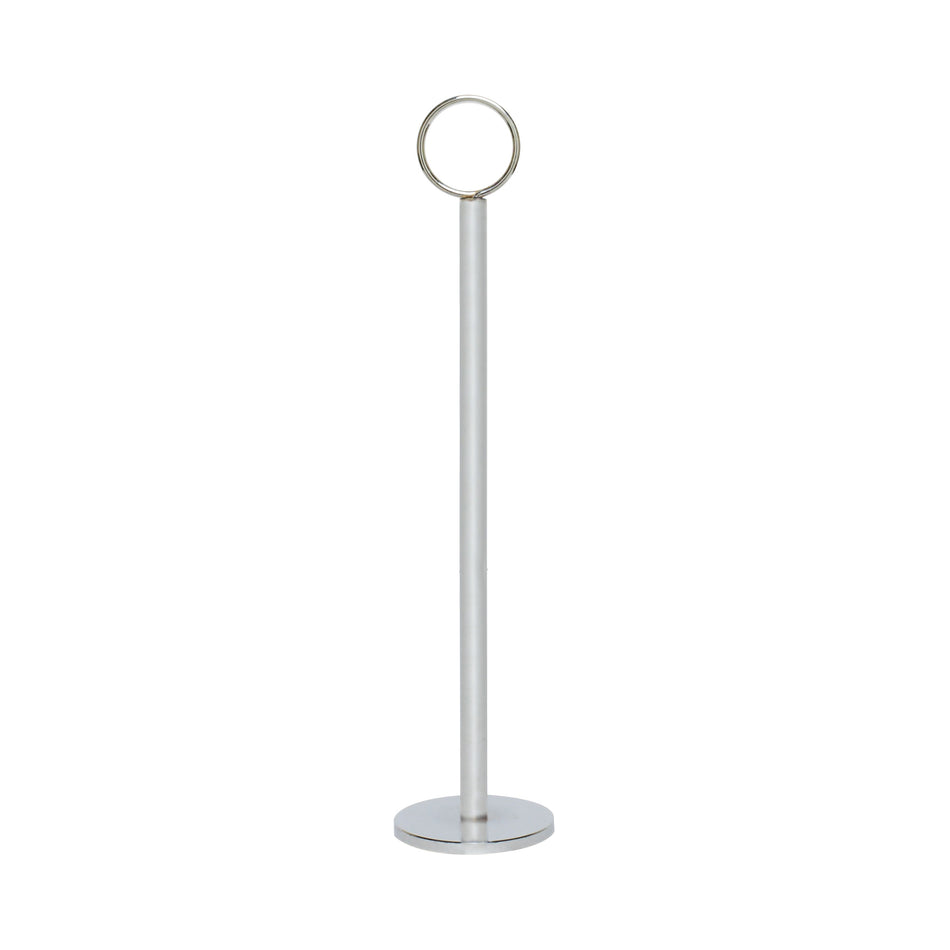12" Overall Length, 2-1/4" Diameter Base with 10-1/2" Pole Length and 1-1/4" Diameter Ring, Chrome Table Card Holder, Chrome Plate Iron