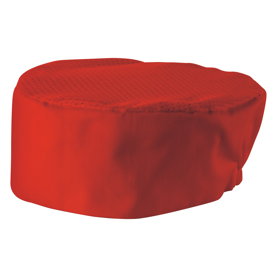 Winco CHPB-3RX Chef's Hat Ventilated Red Poly-Cotton Blend