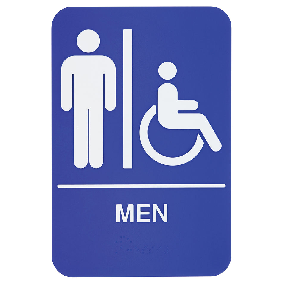 Winco SGNB-652B 6 Inch Sign Compliance Braille MEN Accessible White Blue