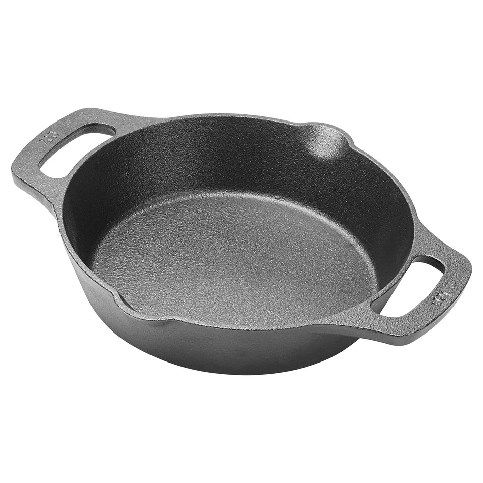 Winco CASD-8 8 Inch Diameter Induction Skillet with Dual Loop Handle Cast Iron