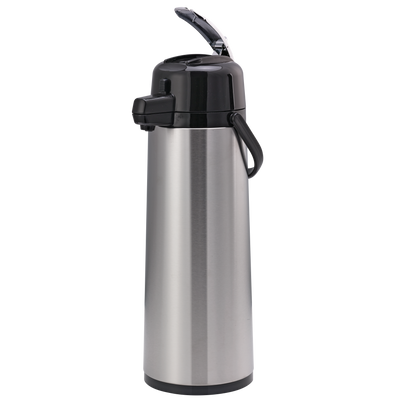 Eco-Air® 3-Liter Glass Vacuum Insulated Lever Lid Airpot in Brushed Stainless and Black