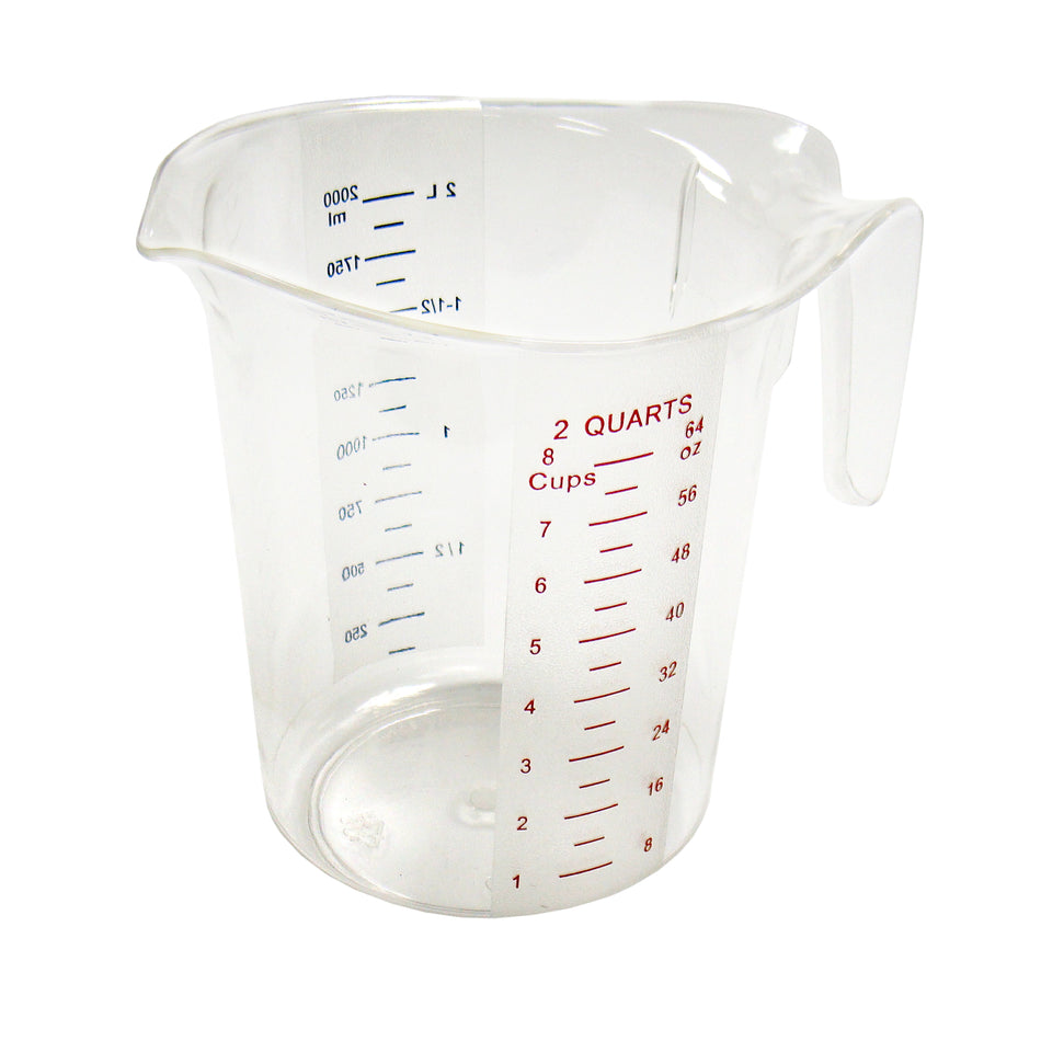 Winco PMCP-200 2 Qt Measuring Cup Heat Resistant Polycarbonate Red Blue