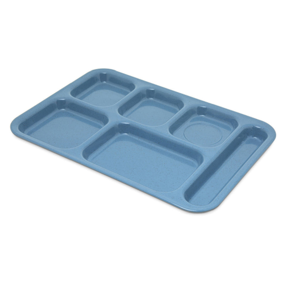 Carlisle 4398992 14-1/2 Inch Tray Blue Melamine with 6 Sections