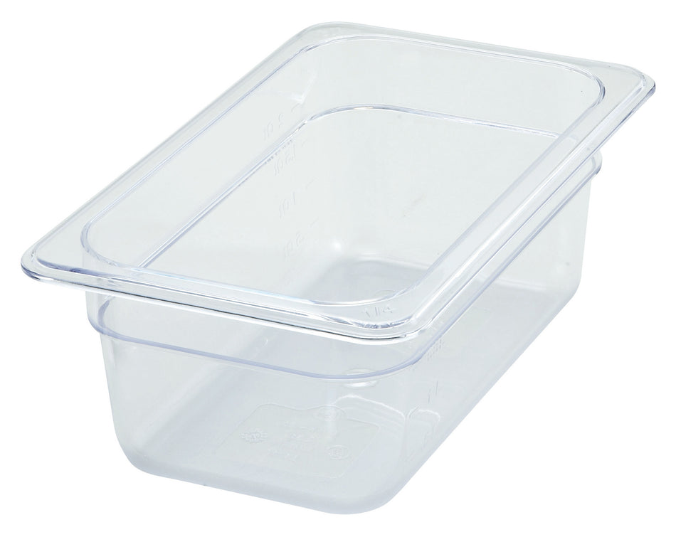 Winco SP7404 1/4 Size Food Pan 10-1/4 Inch x 6-1/4 Inch Plastic with Polycarbonate