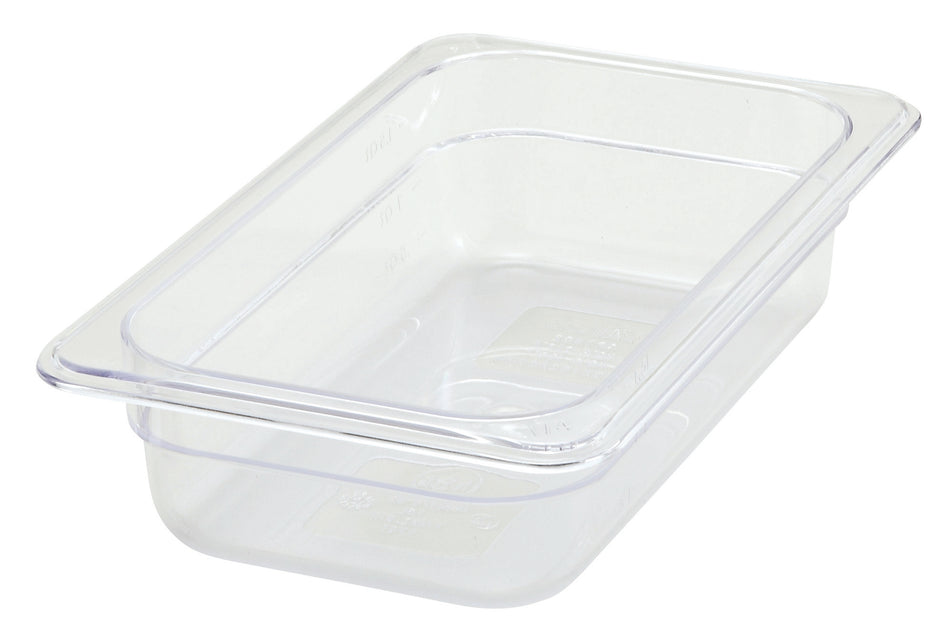 Winco SP7402 10 Inch Polycarbonate Food Pan 1/4 Size with Dishwasher Safe