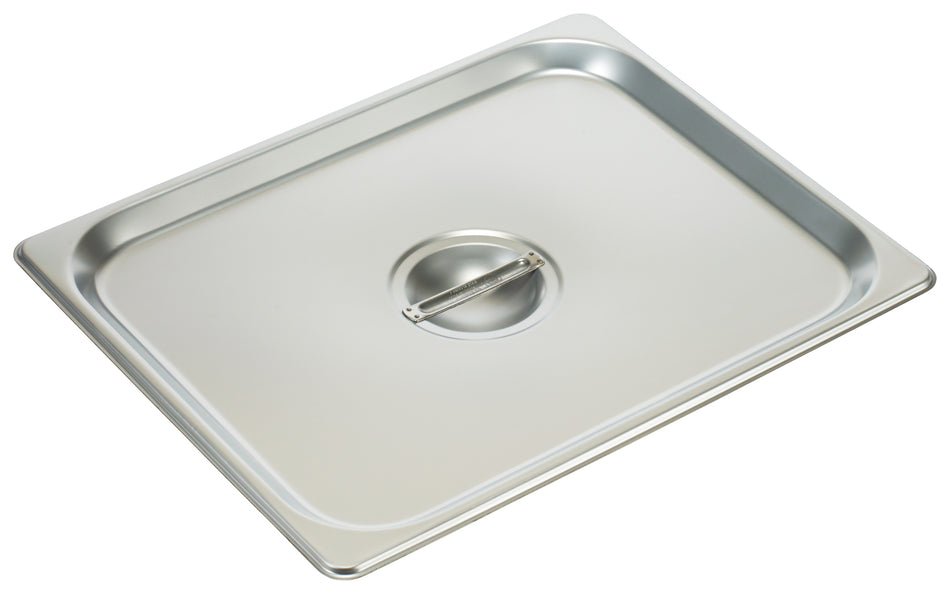 Winco SPSCH 1/2 Size Steam Table Pan Cover Solid 25-Gauge Stainless Steel with Handle