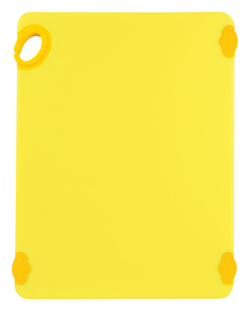Winco CBK-1520YL 15 Inch Rectangular Cutting Board with Rubber Grip Hook Yellow Co-Polymer