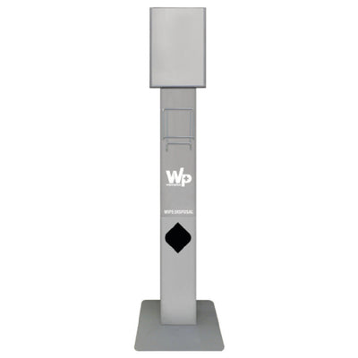 Carlisle 38002 14-3/5 Inch Hand Sanitizing Station Gray Wipe Stand with Multiple Canister Support