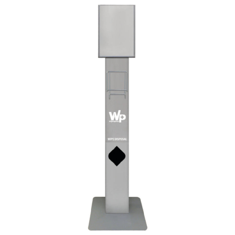 Carlisle 38002 14-3/5 Inch Hand Sanitizing Station Gray Wipe Stand with Multiple Canister Support