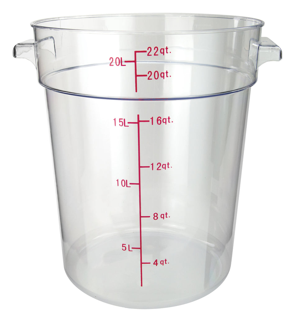 Winco PCRC-22 Round Storage Container, Clear Polycarbonate - 22 Quart