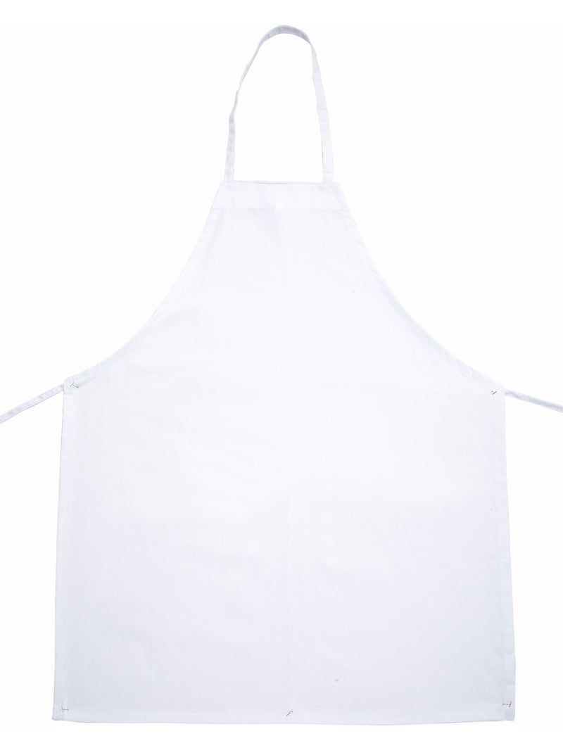 Winco BA-3226WH 33 Inch Full-length Bib Apron Without Pockets White Poly-cotton