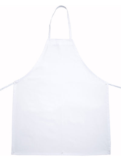 Winco BA-3226WH 33 Inch Full-length Bib Apron Without Pockets White Poly-cotton