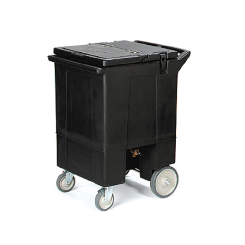 Carlisle IC2250T03 28 Inch Mobile Ice Caddy 125 lb Capacity Insulated Black Plastic with Drainage Faucet