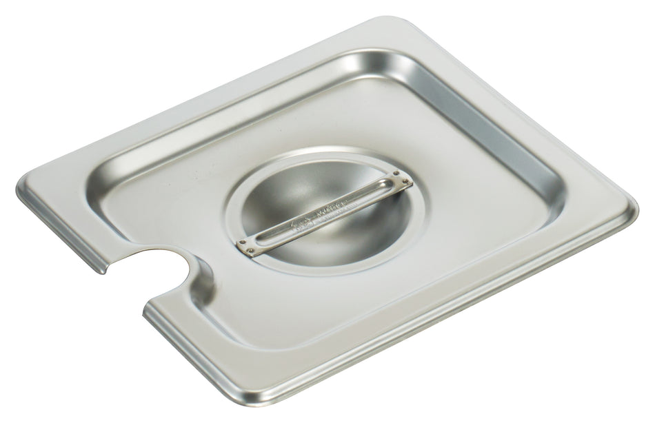 Winco SPCS 1/6 Size Slotted Steam Table Pan Cover with Handle Stainless Steel