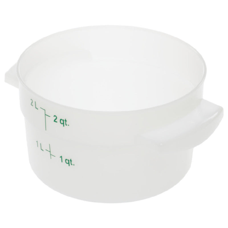 Carlisle 1097302 2 Qt Round Food Storage Container with Handles Polycarbonate White