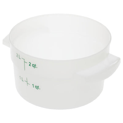 Carlisle 1097302 2 Qt Round Food Storage Container with Handles Polycarbonate White