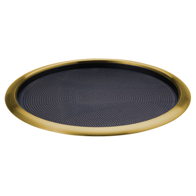 Non-Slip Removable Insert 16 in. Large Round Serving Tray in Vintage Gold