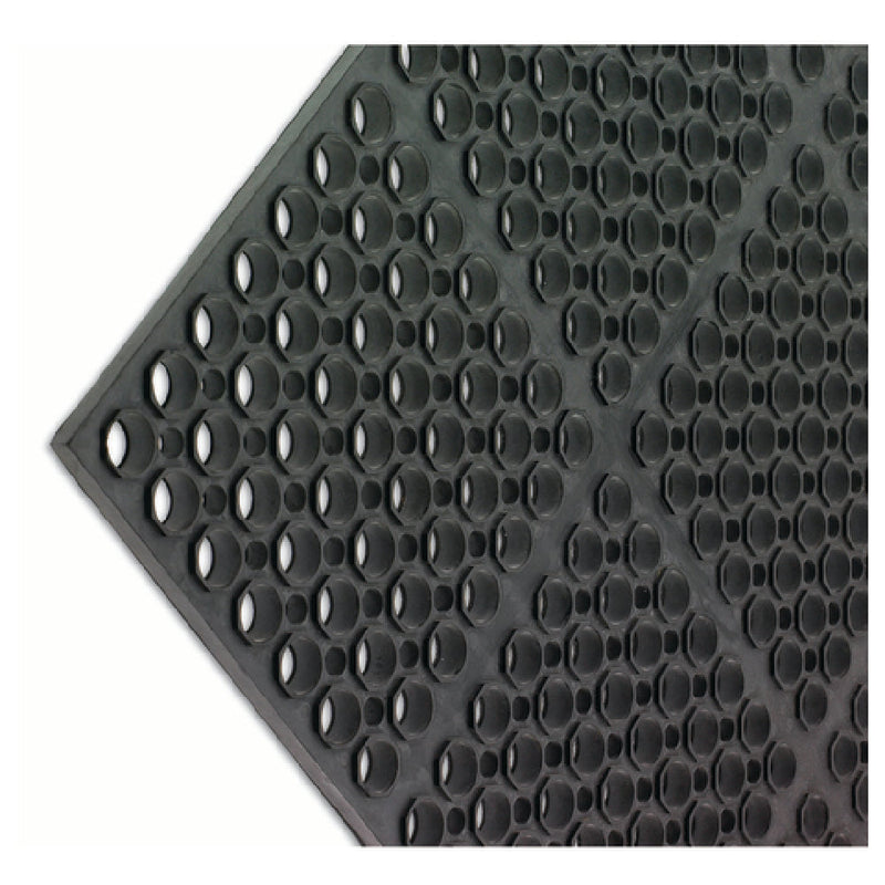 Carlisle KM2100B 36 Inch Rubber Kitchen Mat Bullnose Edge Anti-Slip Black