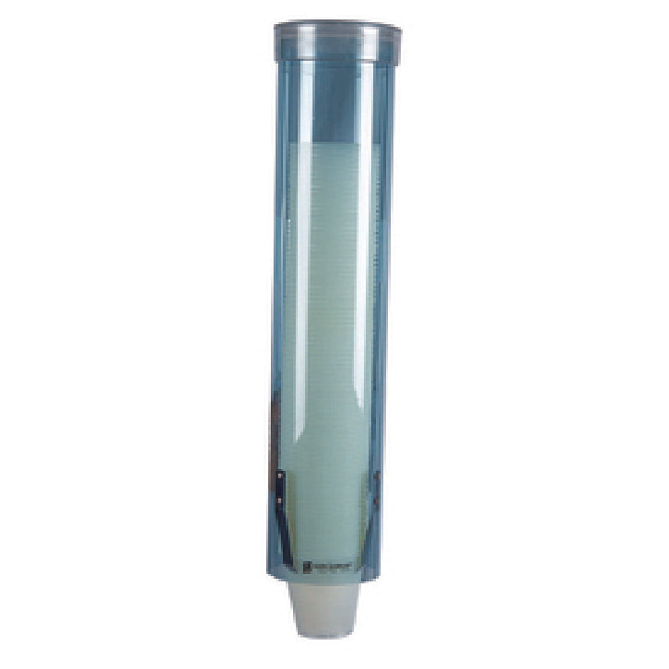Carlisle C3165TBL 16 Inch Water Cup Dispenser Wall Mount Pull Type Plastic Arctic Blue