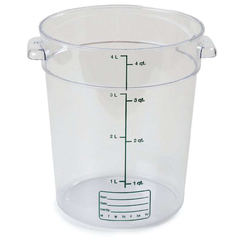 Carlisle 1076407 4 Quart Food Storage Container Clear Polycarbonate with Indicators