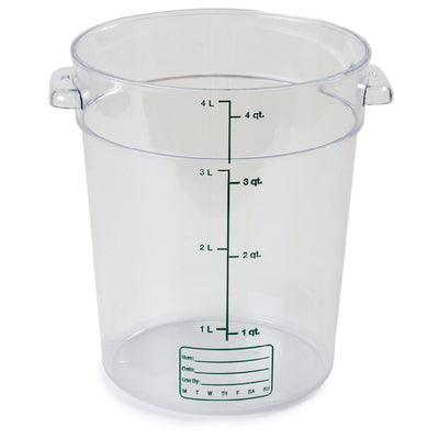Carlisle 1076407 4 Quart Food Storage Container Clear Polycarbonate with Indicators