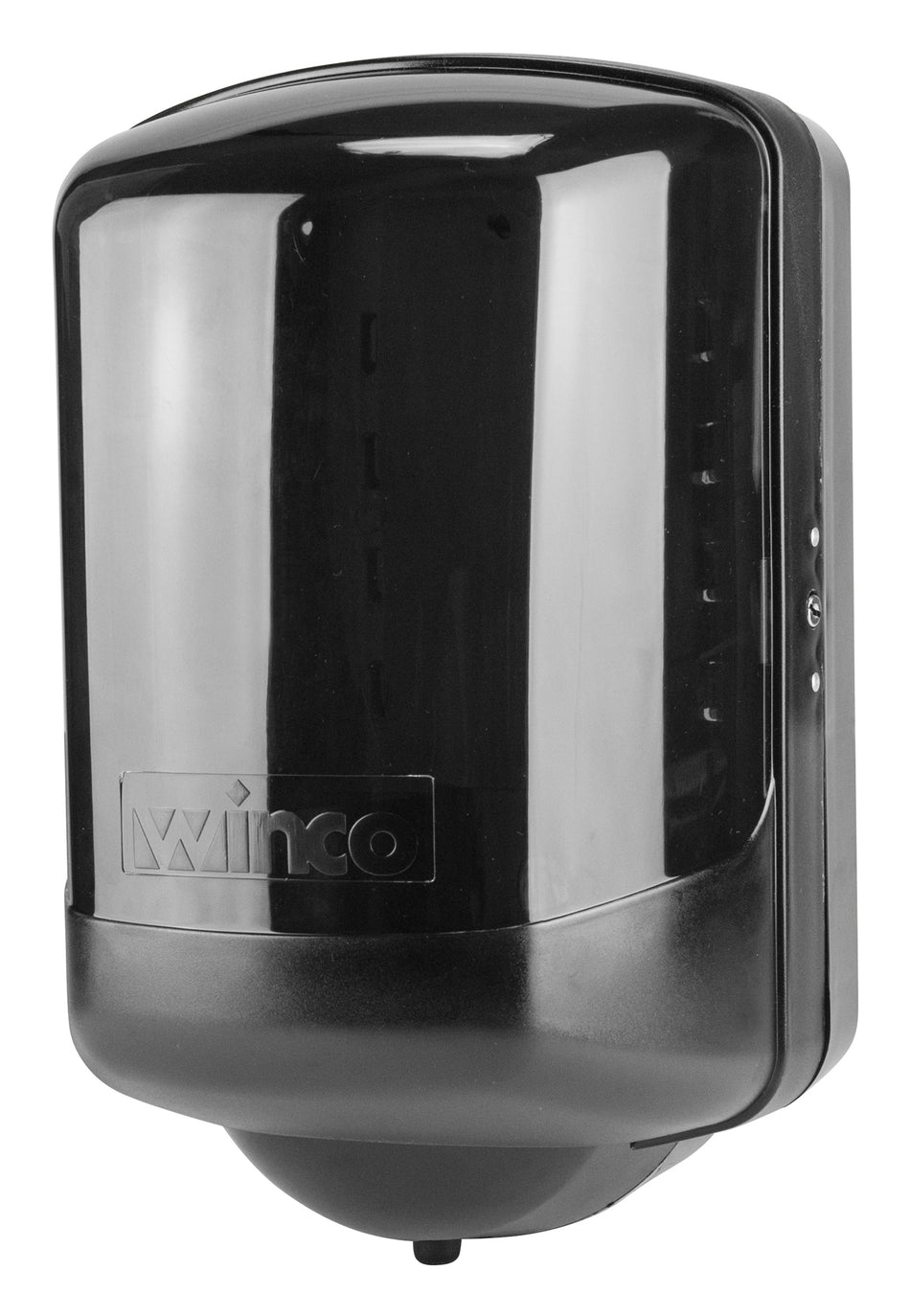 Winco TD-330 7.87 Inch Diameter Center Pull Manual Paper Towel Dispenser Plastic Black