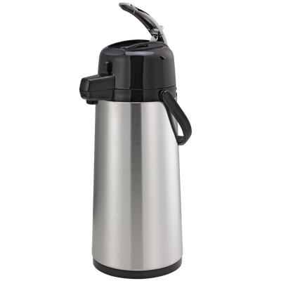 Eco-Air® 1.9-Liter Glass Vacuum Insulated Lever Lid Airpot in Brushed Stainless and Black