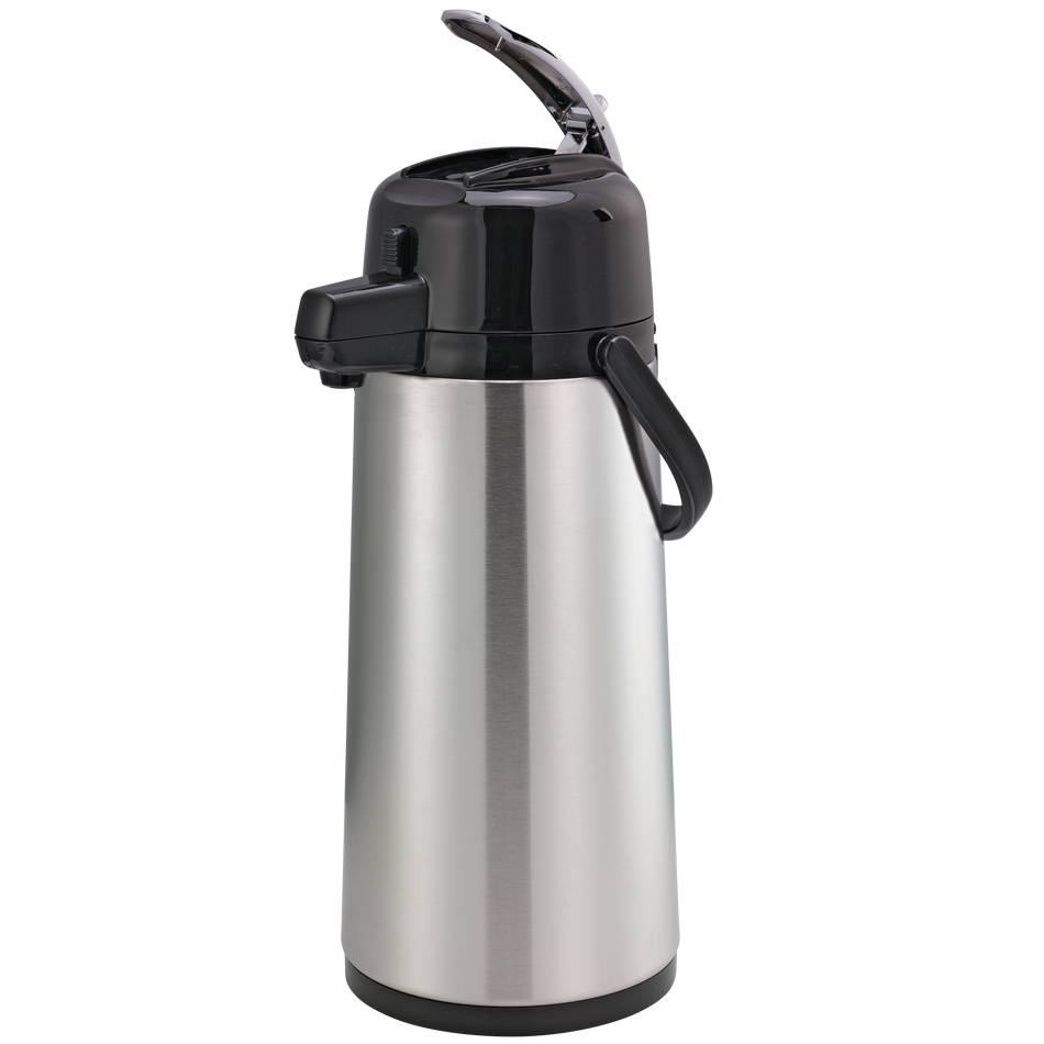 Eco-Air® 1.9-Liter Glass Vacuum Insulated Lever Lid Airpot in Brushed Stainless and Black