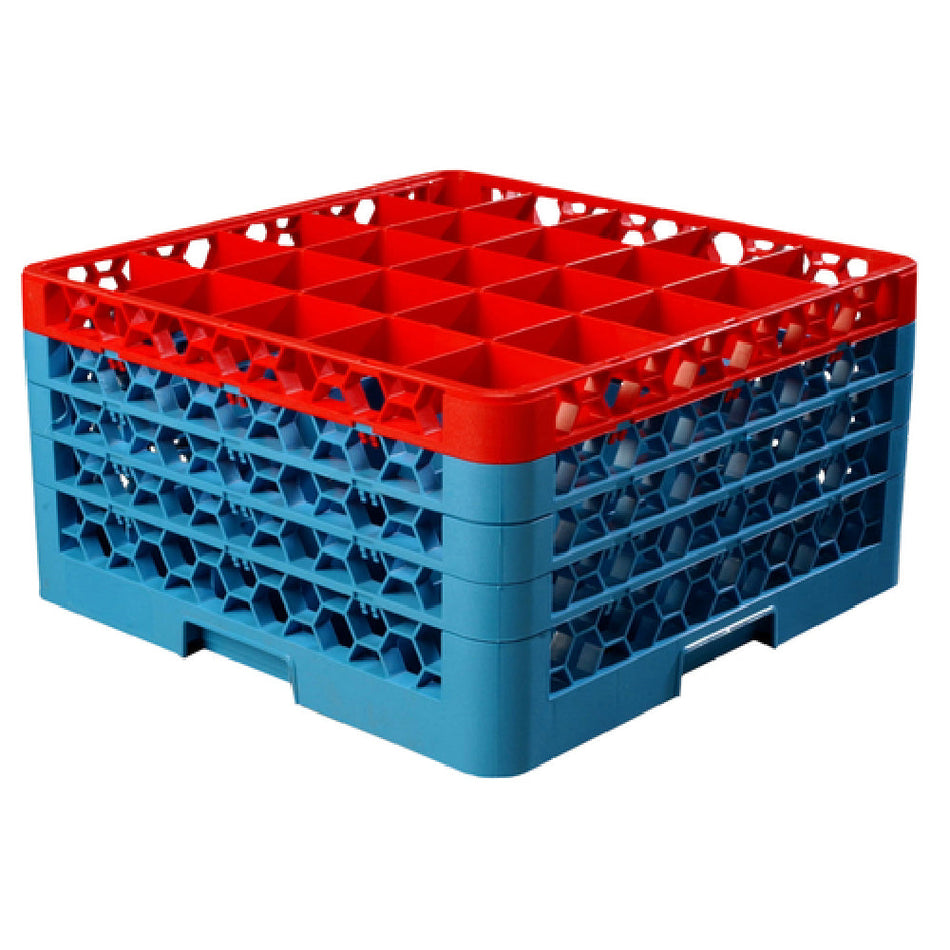Carlisle RG25-4C410 19 Inch Dishwasher Rack 25 Compartments Red Blue Polypropylene with Color-coded Extenders