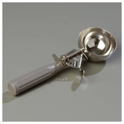 Carlisle 60300-8 4 Oz Disher Round Bowl Ribbed Plastic Handle Gray Stainless Steel