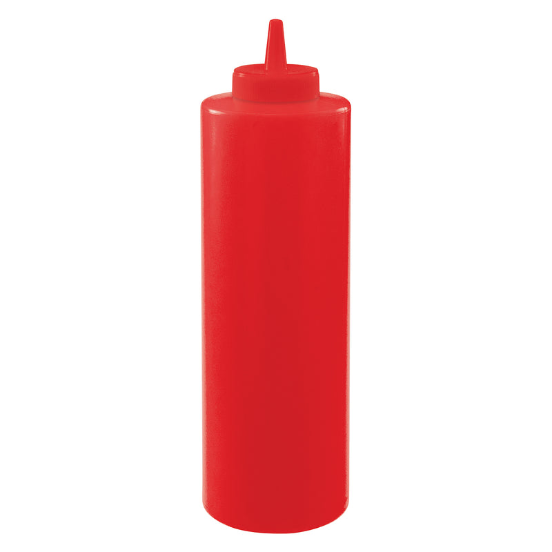 Winco PSB-24R 24 Oz Squeeze Bottle BPA Free Plastic Red 6 Packs