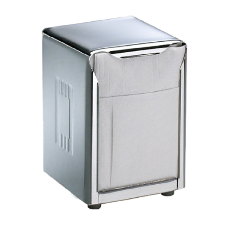 Carlisle H985X 4 Inch Two Sided Tabletop Napkin Dispenser Stainless Steel Satin