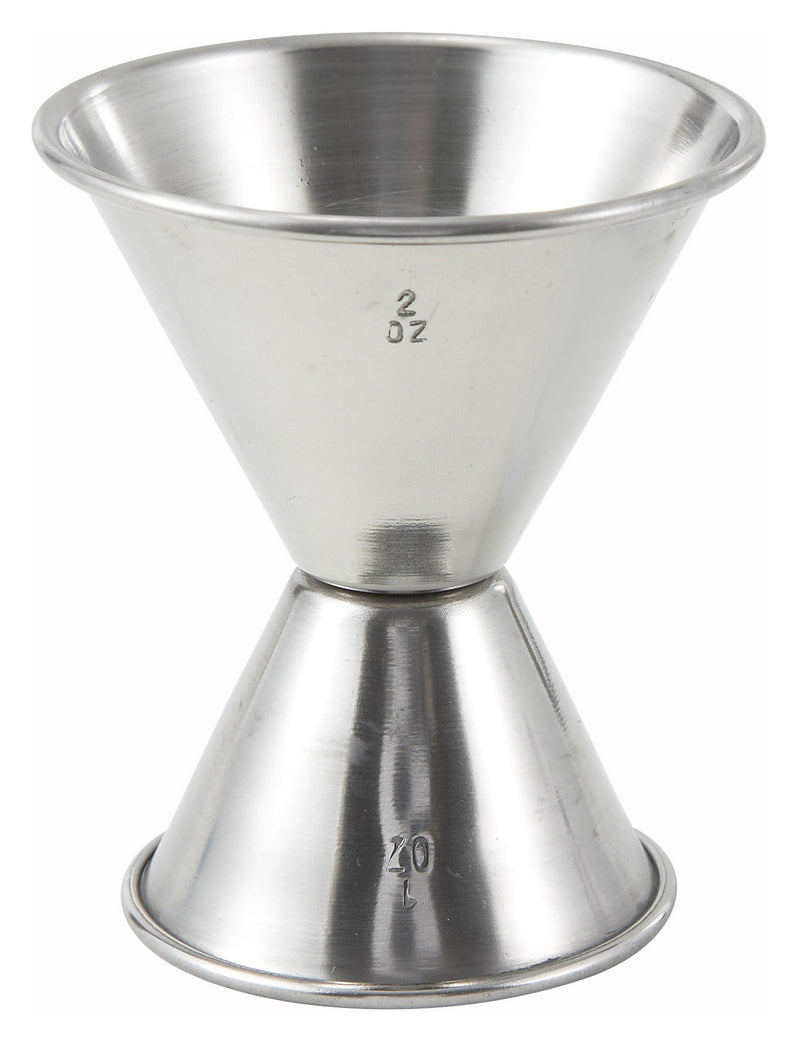 1 oz / 2 oz Dual-Sided Cocktail Jigger, Stainless Steel Rolled Edge (Winco J-5)