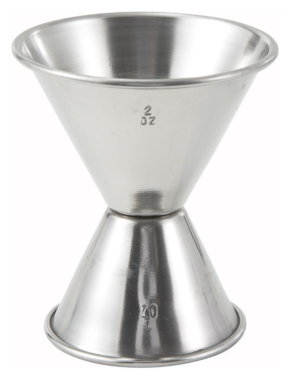 Winco J-5 Jigger 1 Oz to 2 Oz Dual Measurement Stainless Steel with Precise Pour