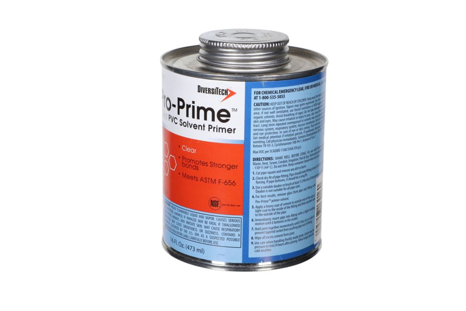 DiversiTech PPC-8, Pro-Prime Clear 8 oz Brush-Top Container PVC Primer