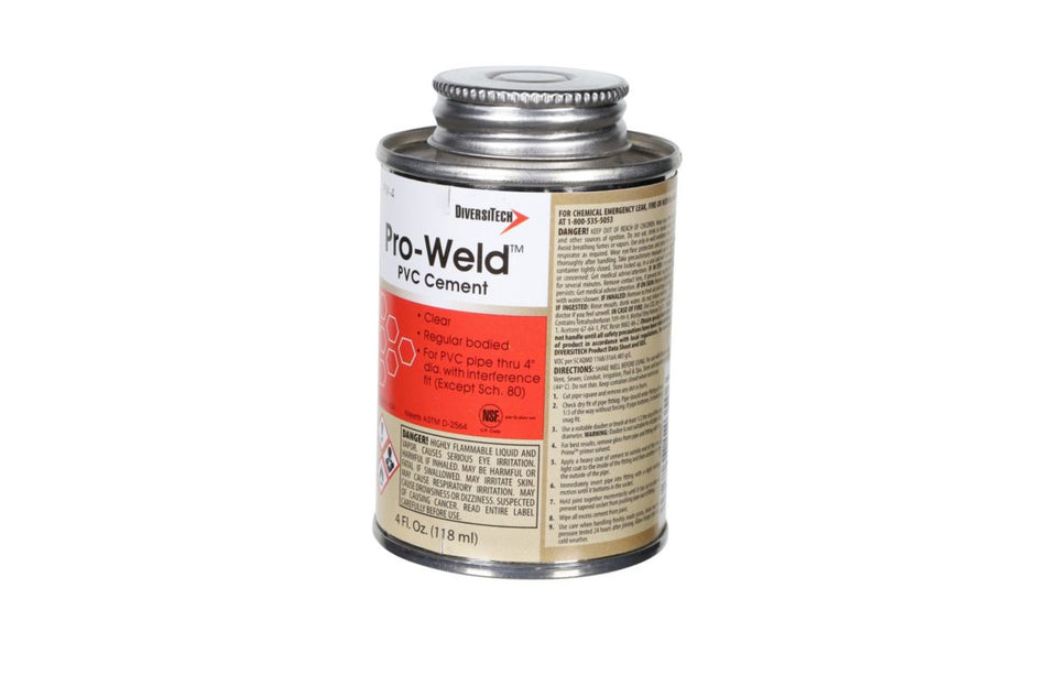 DiversiTech PW-4, Pro-Weld 4 oz Brush-Top Container Regular Body PVC Cement
