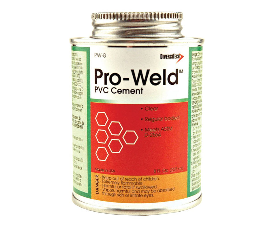 DiversiTech PW-8, Pro-Weld 8 oz Brush-Top Container Regular Body PVC Cement