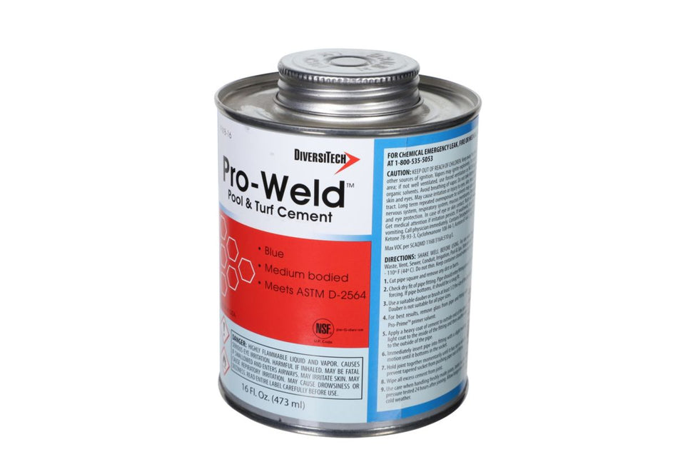 DiversiTech PWB-16, Pro-Weld 16 oz Brush-Top Container Pool and Turf Blue PVC Cement