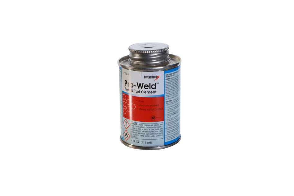 DiversiTech PWB-4, Pro-Weld 4 oz Brush-Top Container Pool and Turf Blue PVC Cement