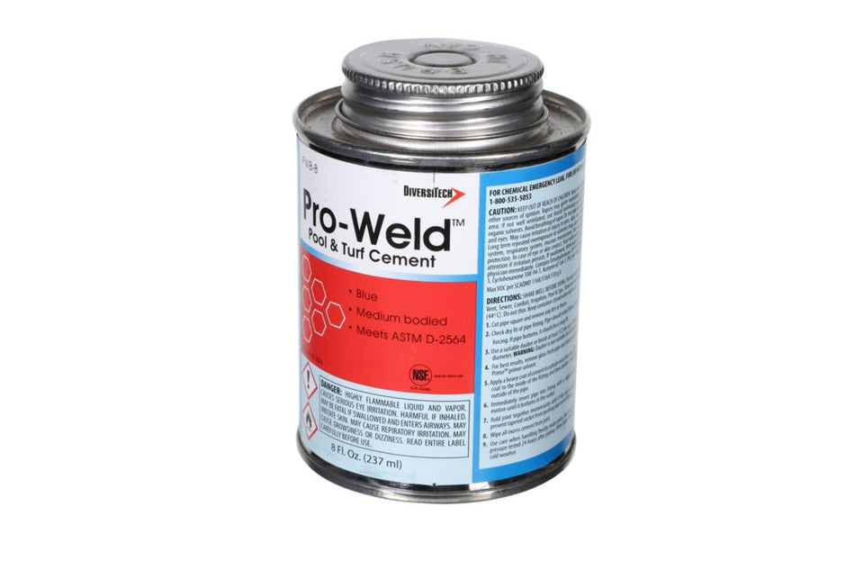 DiversiTech PWB-8, Pro-Weld 8 oz Brush-Top Container Pool and Turf Blue PVC Cement
