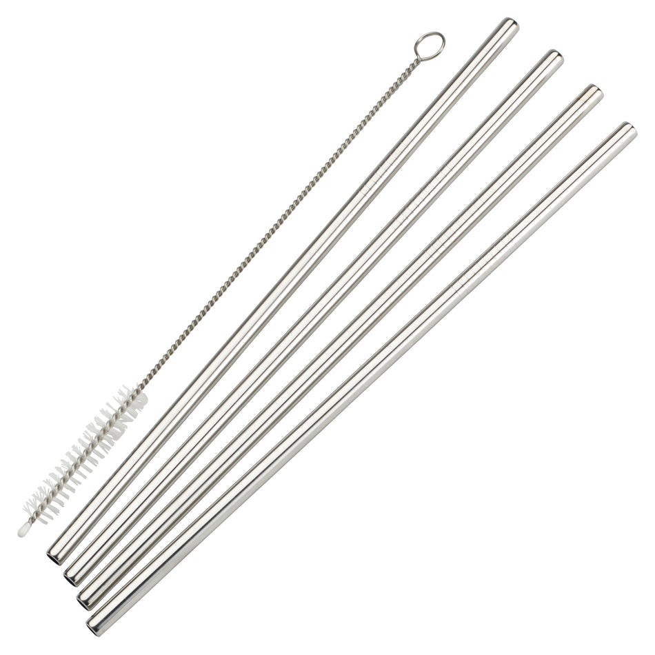 Winco SSTW-8S Drinking Straws, 18/8 Stainless Steel - Straight