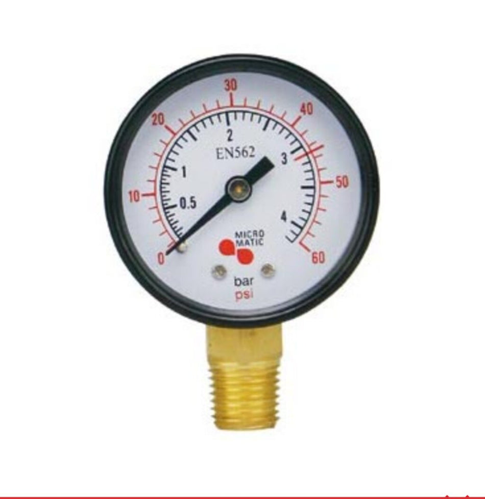 Micro Matic 3450007 0-60 PSI Pressure Gauge - 1/4" NPT