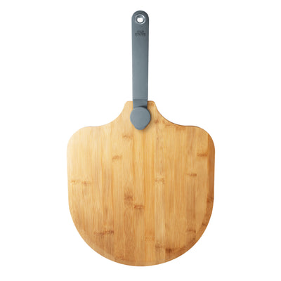 Winco BPP1214 12 Inch Bamboo Pizza Peel with Folding Handle Old Stone