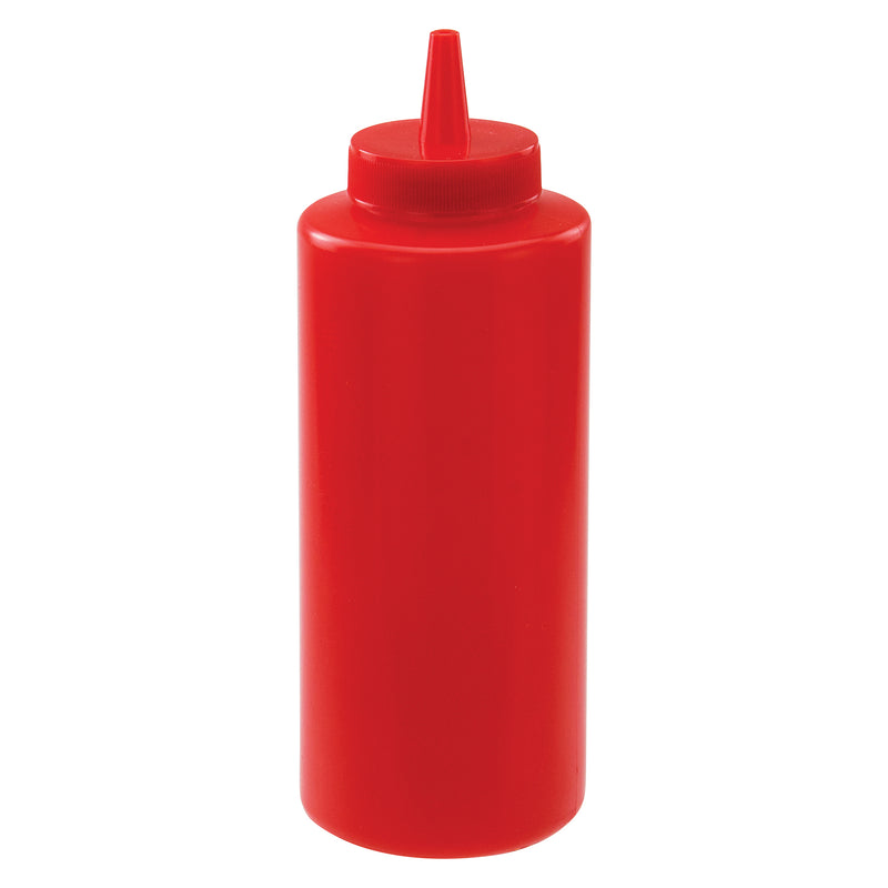 Winco PSB-12R 12 Oz Squeeze Bottle Red BPA Free Impact Resistant Plastic