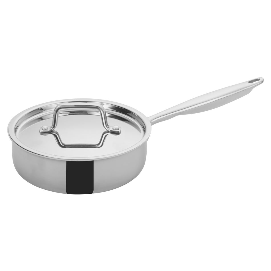 Winco TGET-2 2 Qt Induction Ready Sauté Pan with Cover Stainless Steel