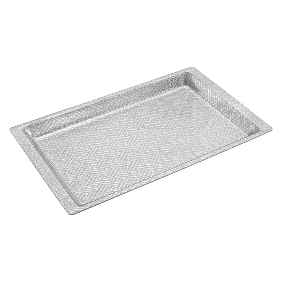 Winco AST-3S 20-3/4 Inch Display Tray Acrylic Silver with Snake Skin Texture