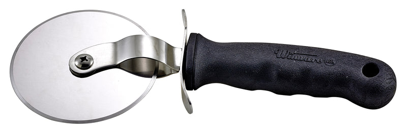 Winco VP-316 4 Inch Diameter Stainless Steel Pizza Cutter with Soft Grip Handle Black