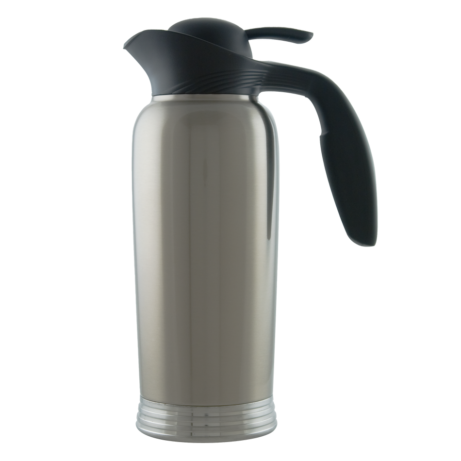 ErgoServ® 1-Liter Stainless Vacuum Insulated Creamer with Push Button Lid + ID Socks in Stainless and Black