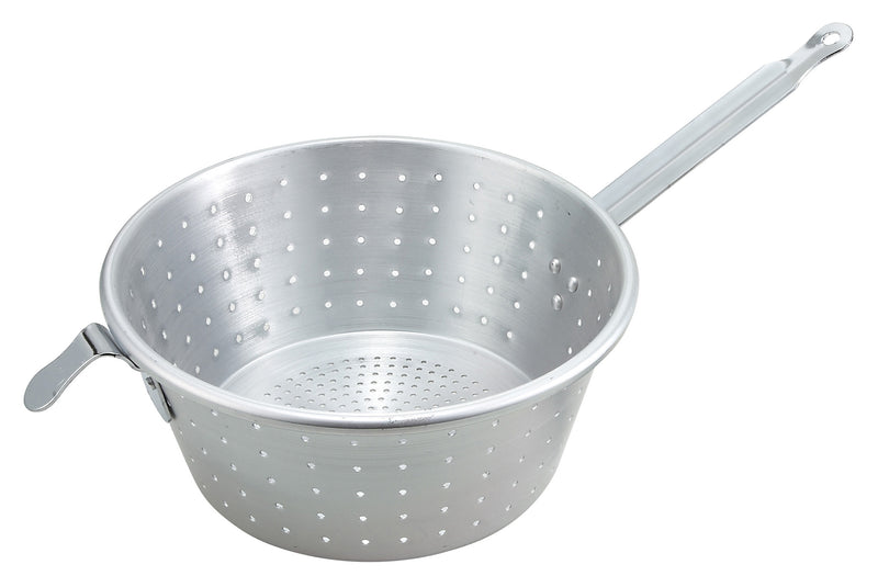 Winco ASS-10 10 Inch Diameter Round Pasta Strainer Aluminum with Ergonomic Design