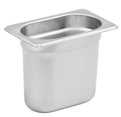 Winco SPJH-906GN 6-3/4 Inch Steam Table Pan 1/9 Size 22 Gauge Stainless Steel with anti-jamming
